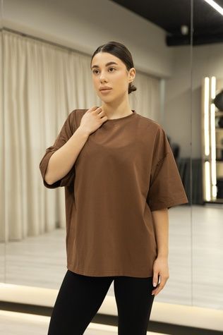Футболка ONE SIZE подовжена, коричневий FT13 фото