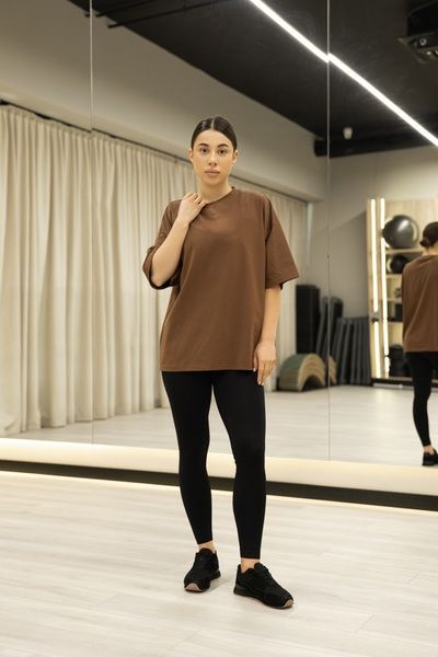 Футболка ONE SIZE подовжена, коричневий FT13 фото