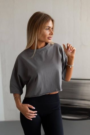 Футболка ONE SIZE вкорочена, графітовий FT6 фото