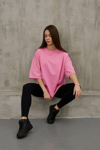 Футболка ONE SIZE подовжена, рожевий FT11 фото