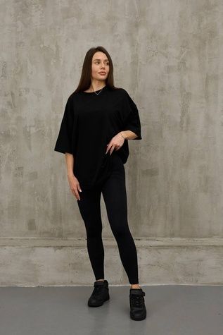 Футболка ONE SIZE подовжена, чорний FT8 фото
