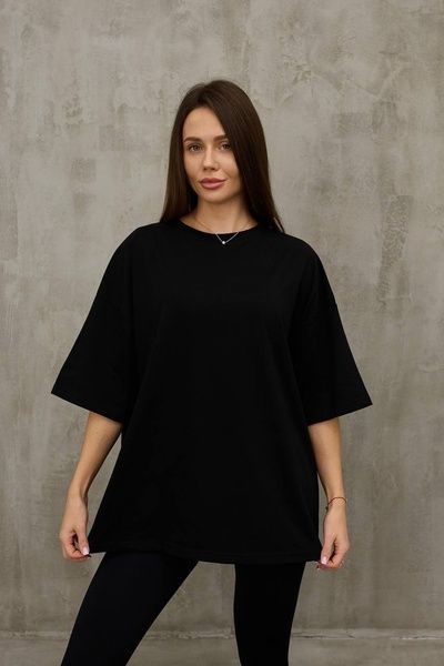 Футболка ONE SIZE подовжена, чорний FT8 фото